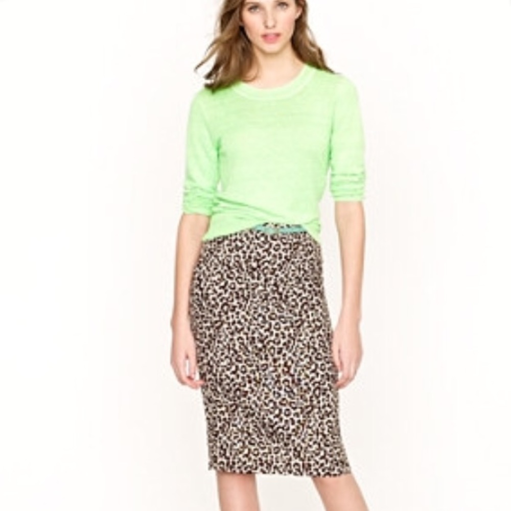 J. Crew No. 2 Linen Pencil Skirt in Animal Print